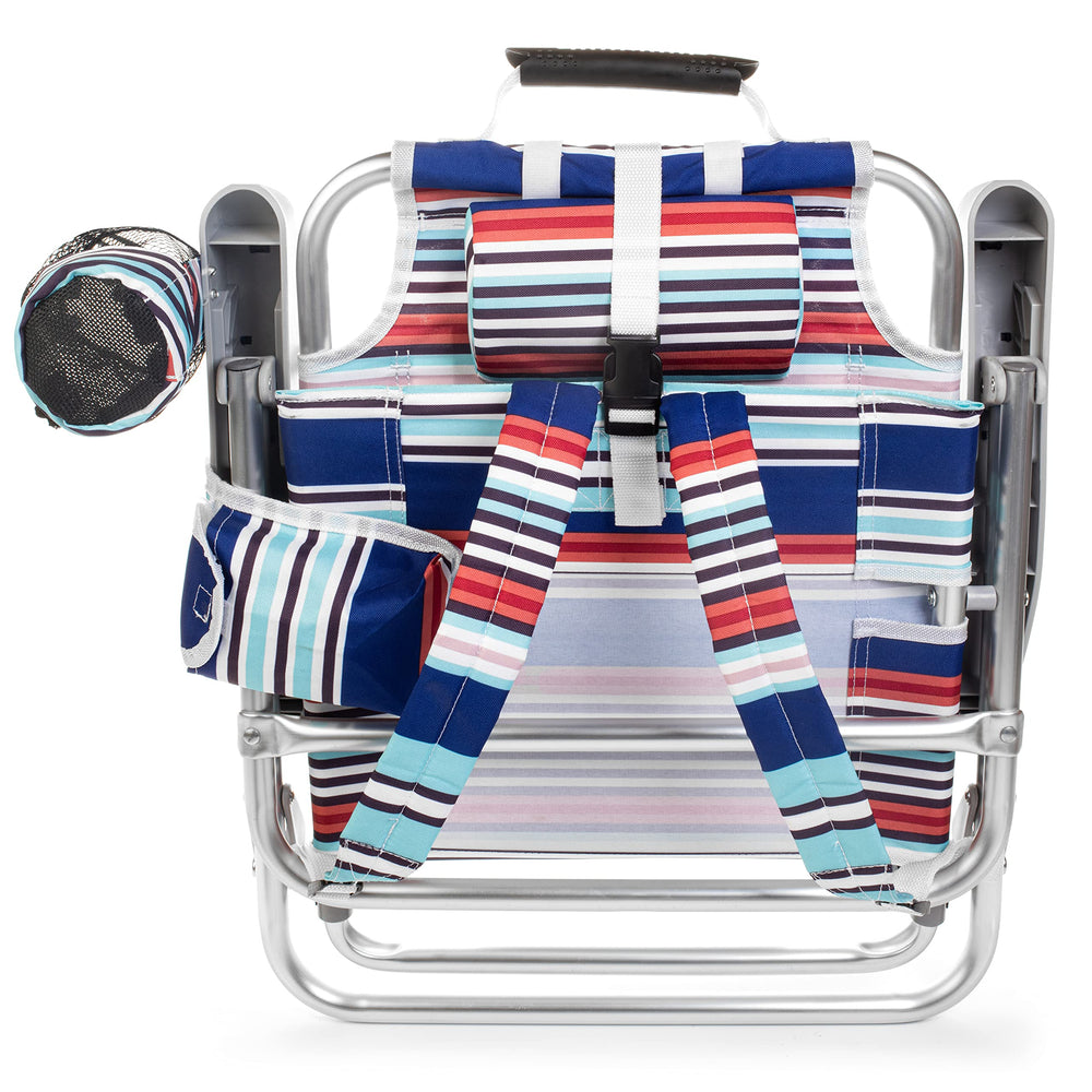 Homevative Kids folding beach chair headrest with adjustable height supports comfy seating.