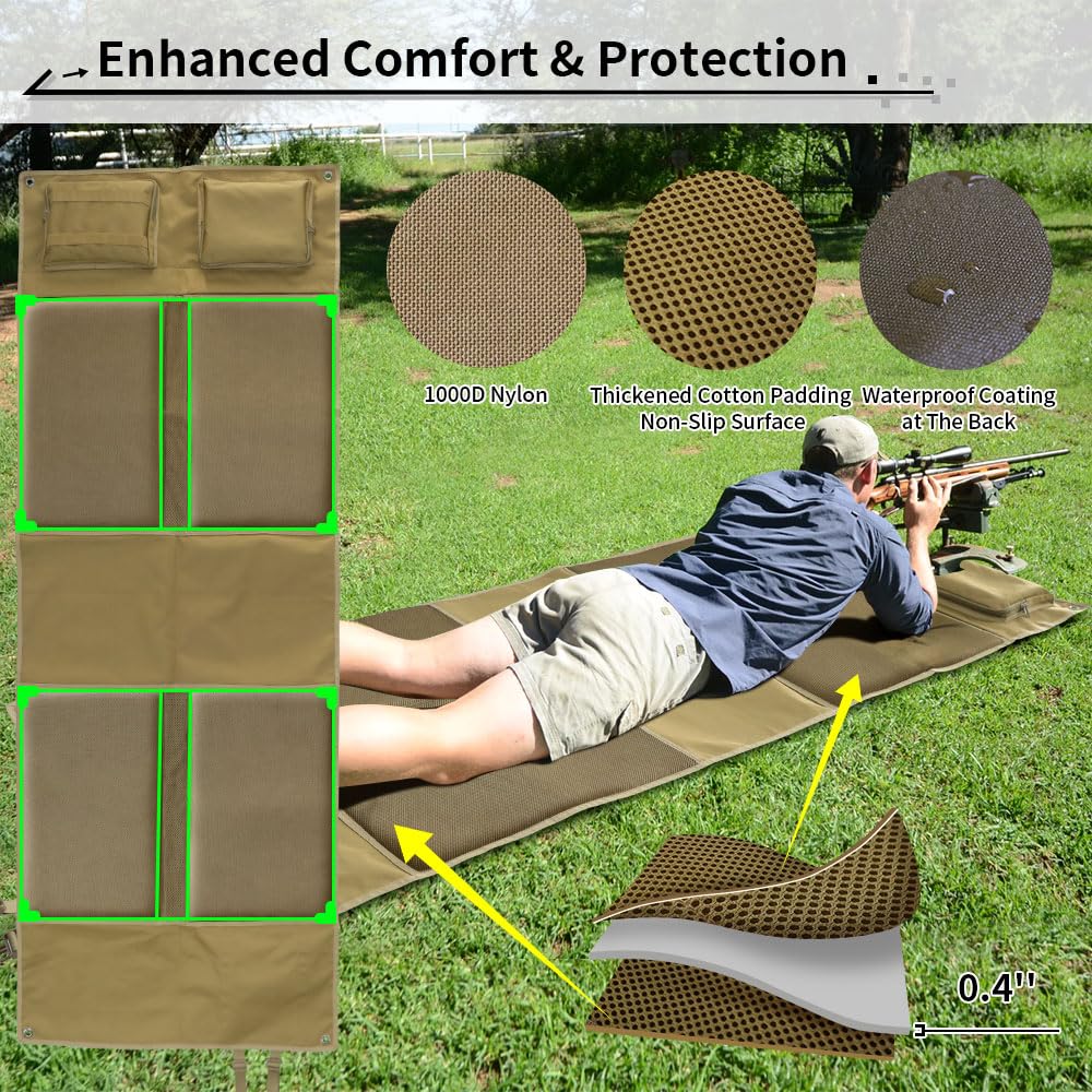 HOMEYA Shooting Mat cotton padding gives cushioned comfort during long prone sessions.