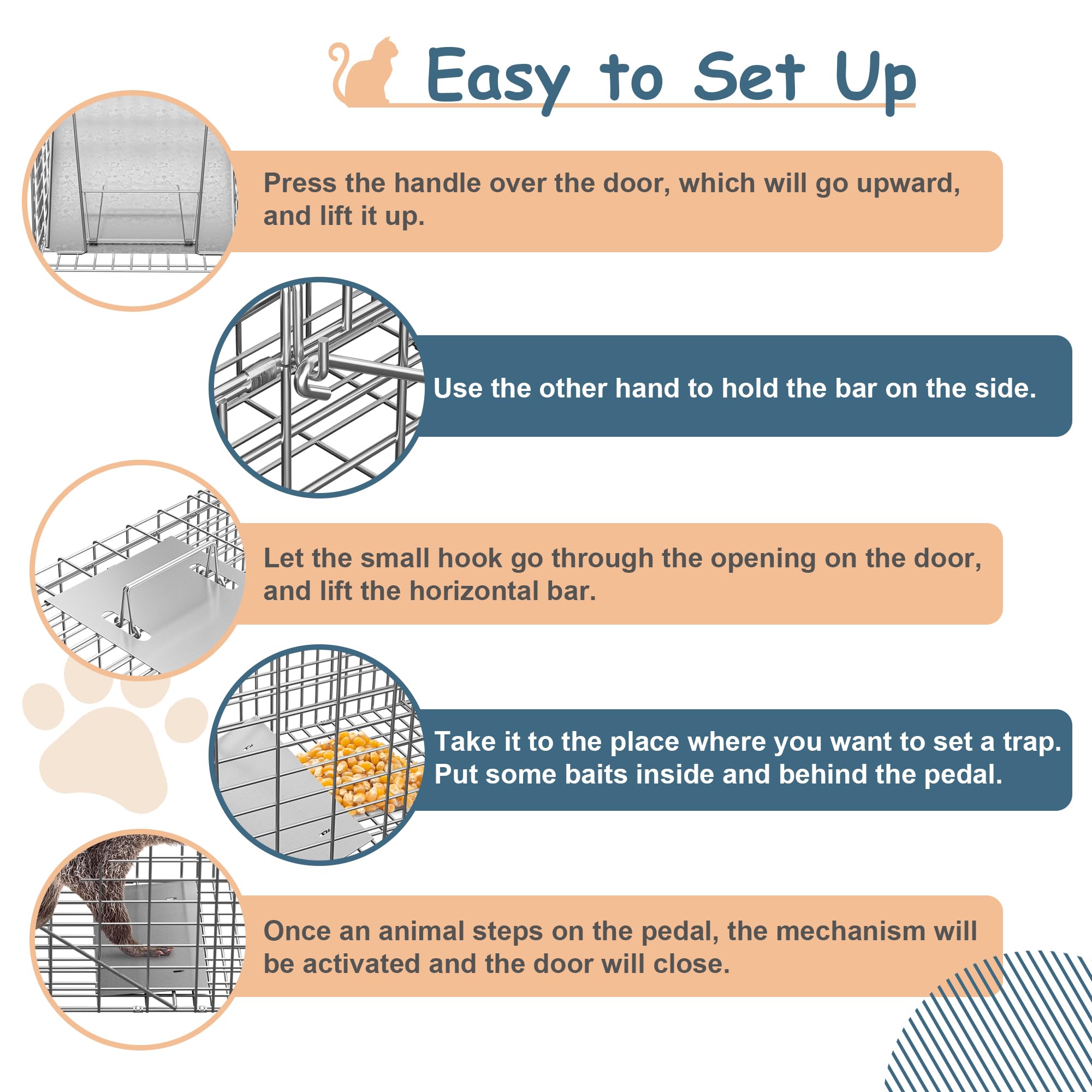 HomGarden 32-inch live animal trap top view highlights sturdy galvanized construction.