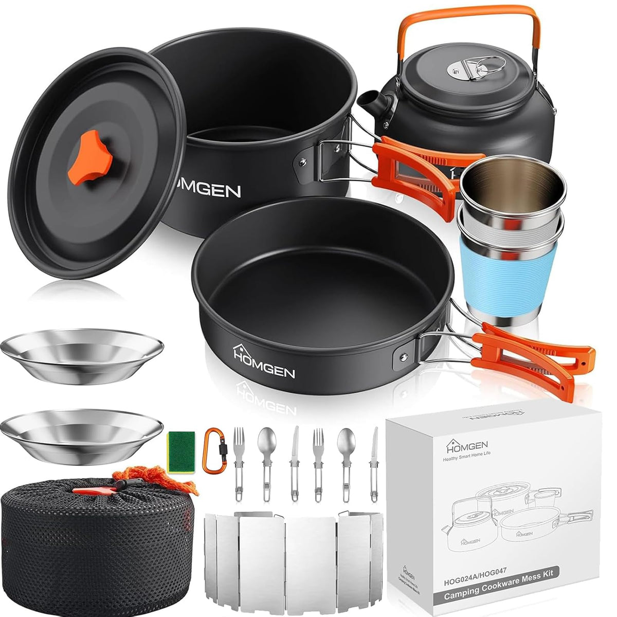 HOMGEN camping cookset nesting pots for compact backpacking meals