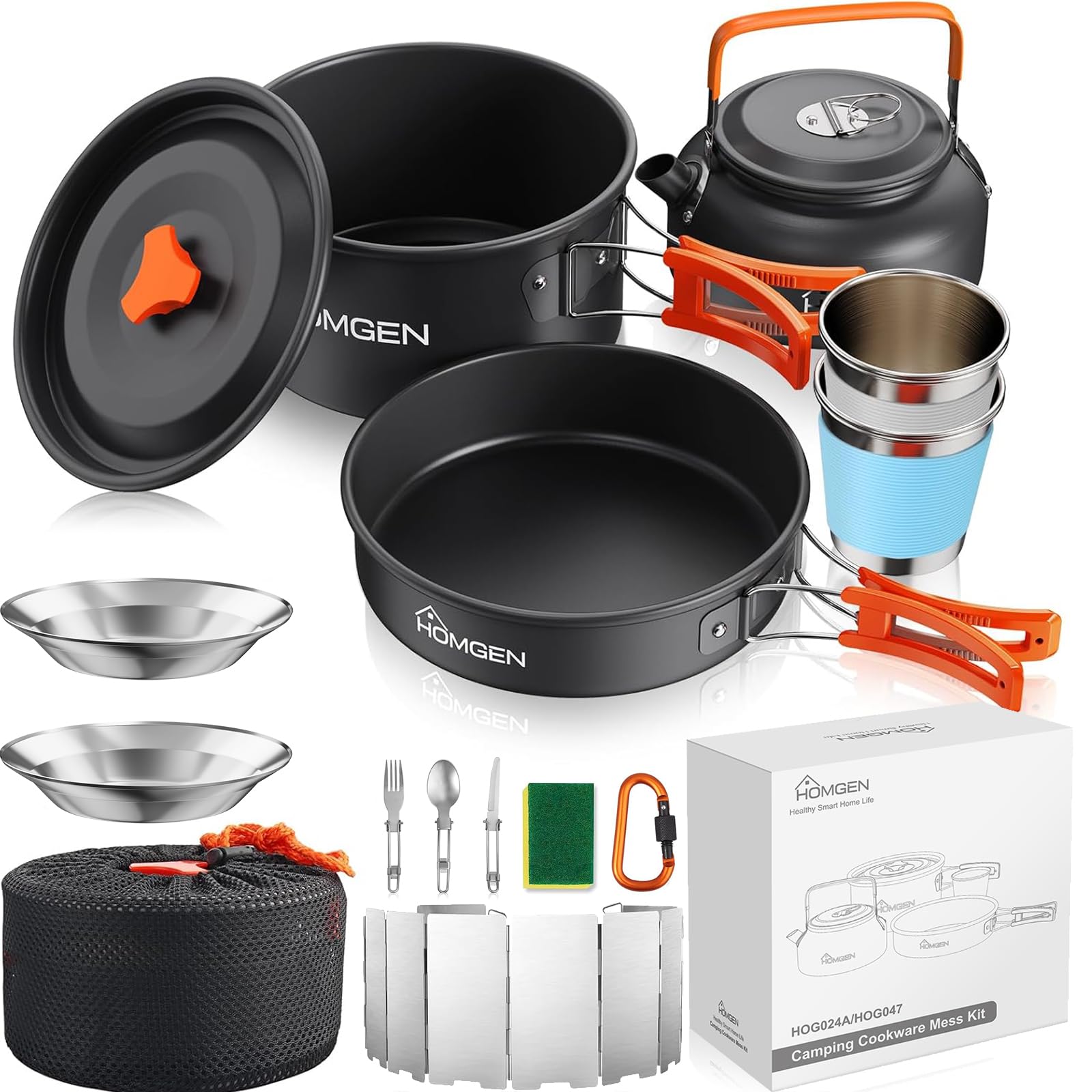 HOMGEN camping cookset nesting pots for compact backpacking meals