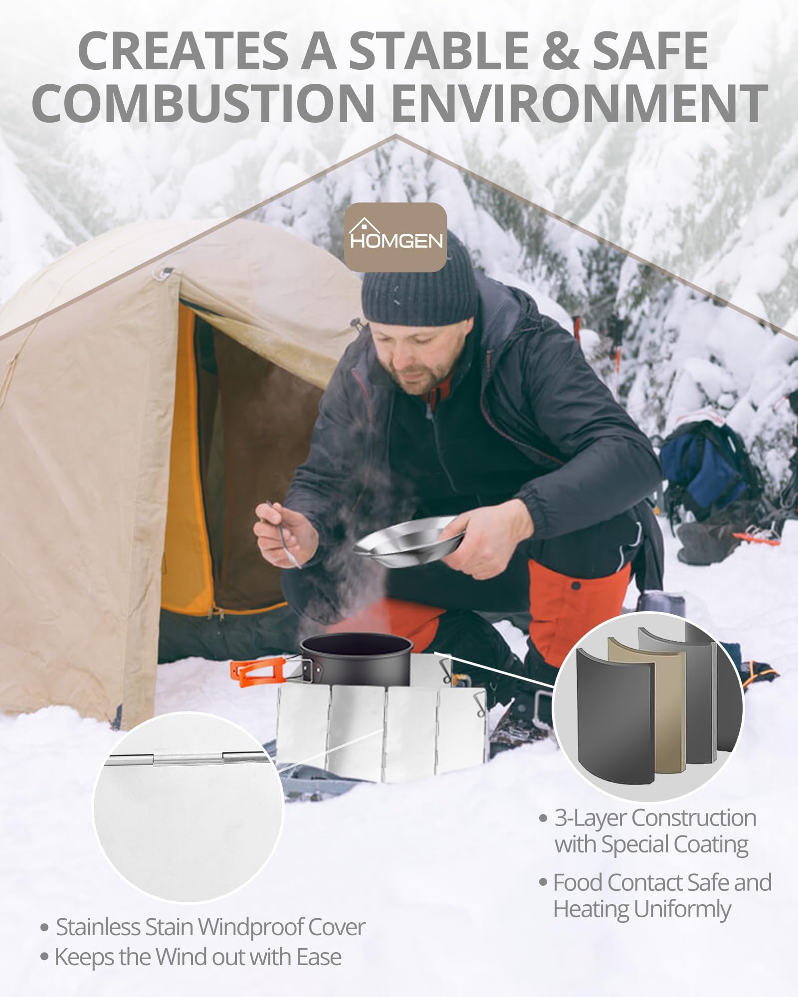 HOMGEN cutlery set with knife, fork and spoon for camping meals