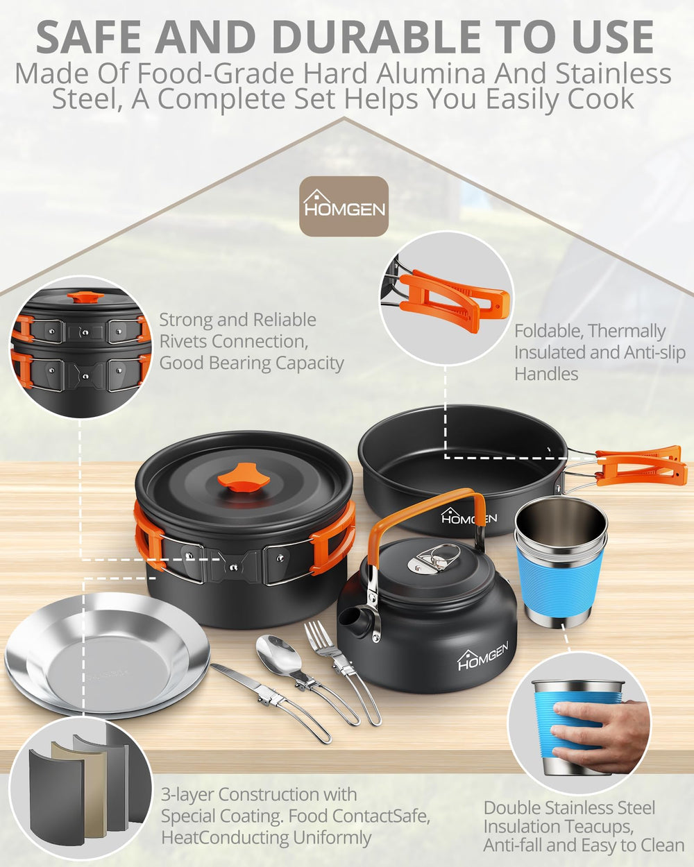 HOMGEN stainless plates and dishware for outdoor dining