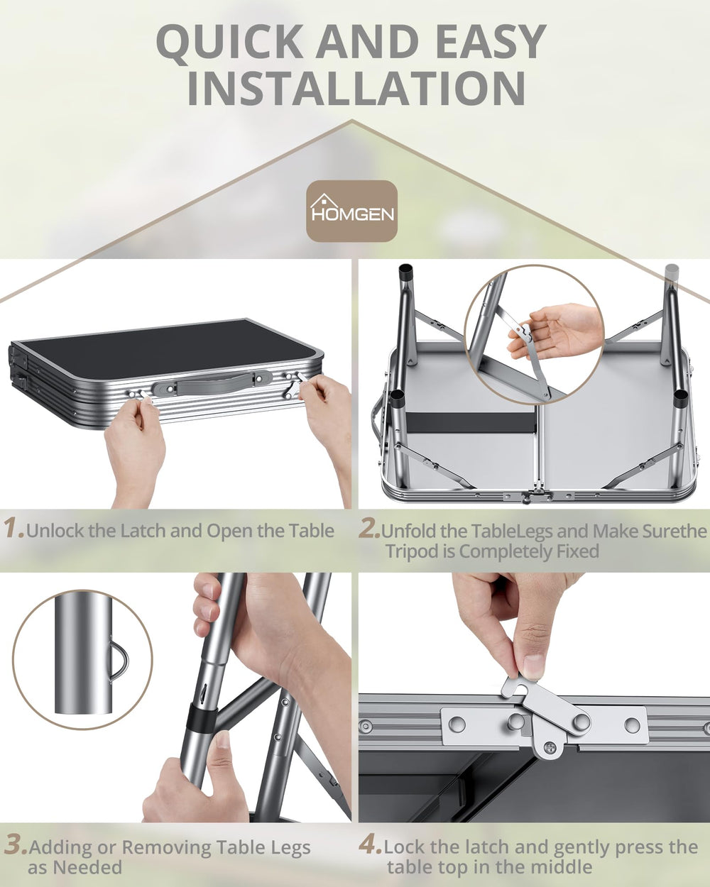 HOMGEN table supports 66lbs for meals or crafts.
