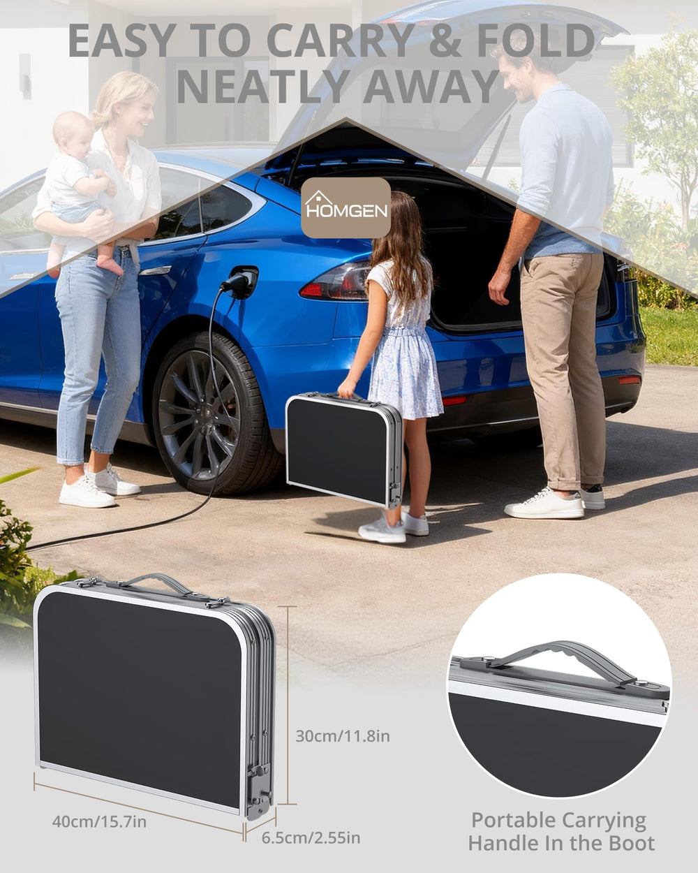 HOMGEN compact-folded table fits car trunk storage.