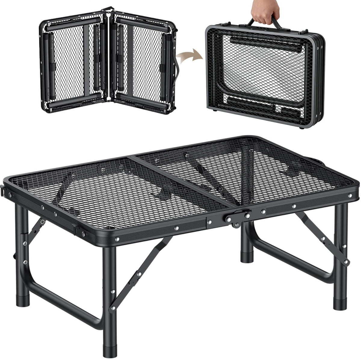 HOMGEN portable grill table folded compact for space saving RV storage