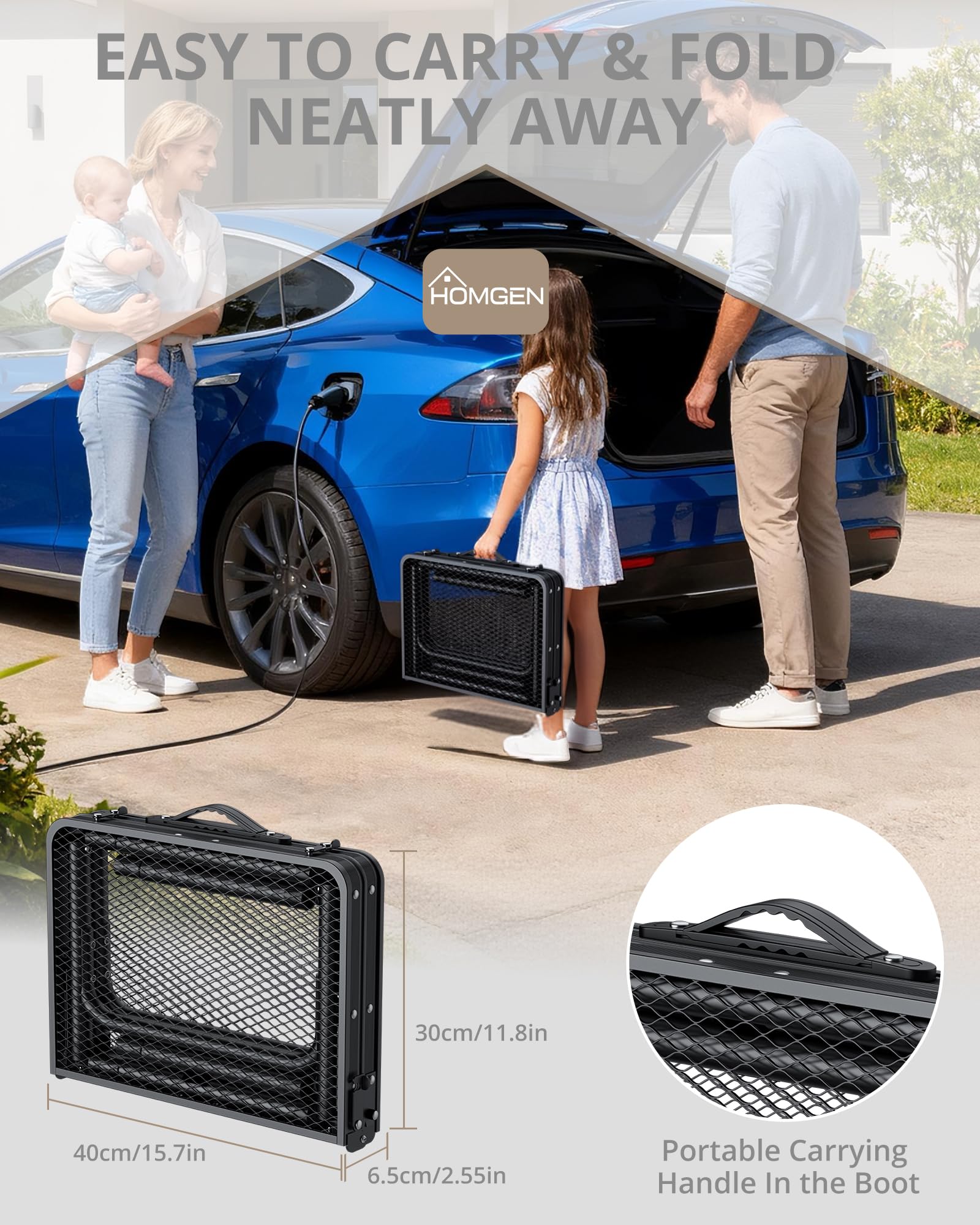 HOMGEN portable grill table at 30 inch height for comfortable cooking
