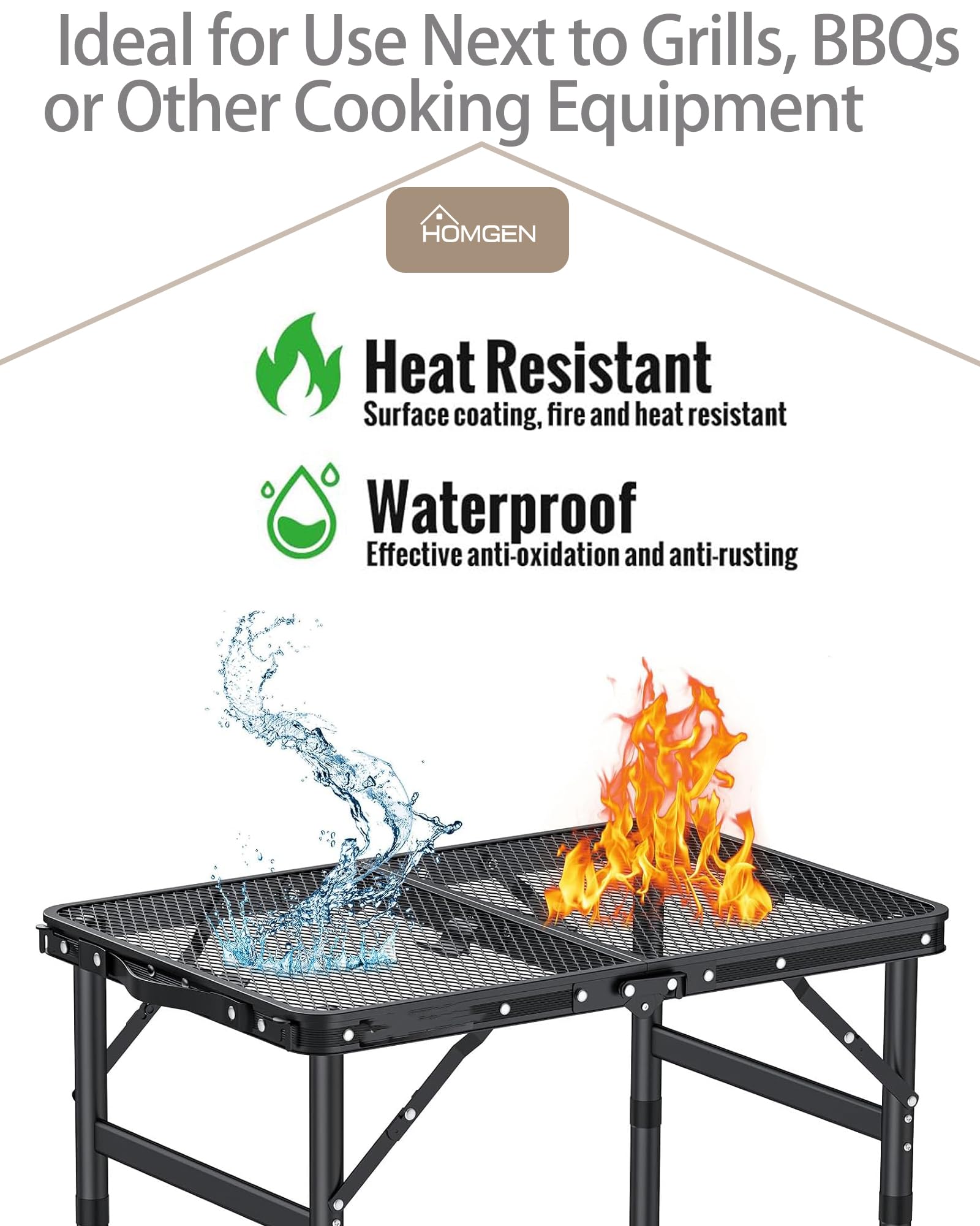 HOMGEN folding table doubles as camp kitchen or plant stand