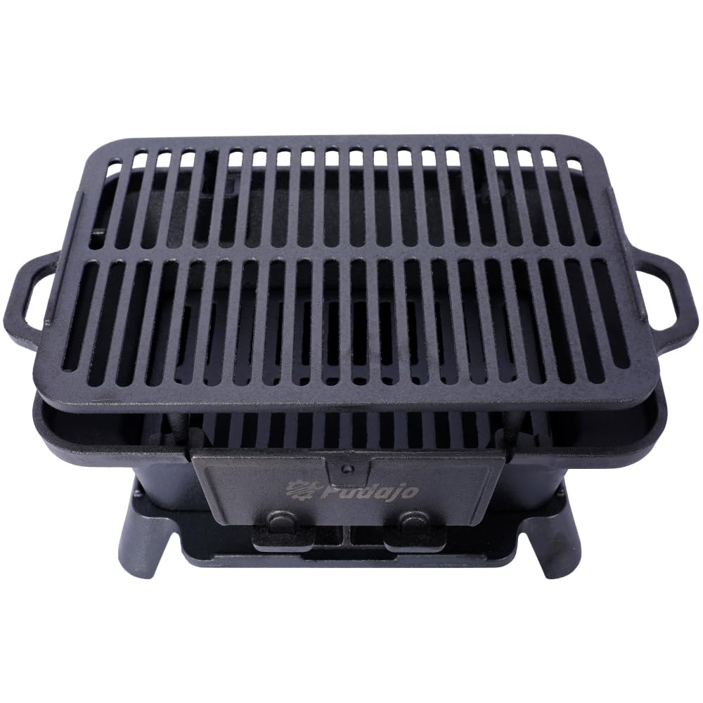 Includes compact grill, removable grate, and flat top skillet from Homonova