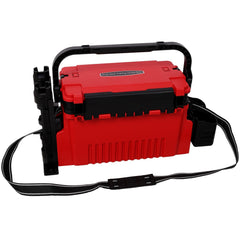 Homonova dual layer tackle box front view shows secure latches for organized gear on water trips.