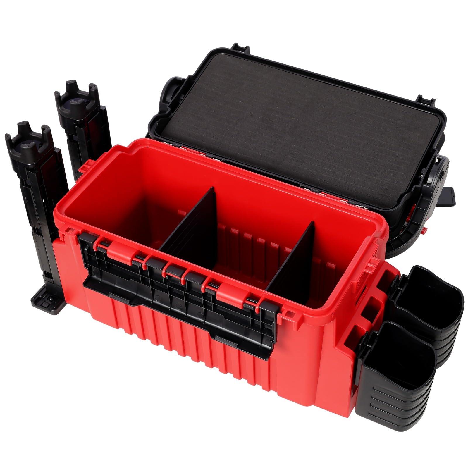 Homonova two cup holders are integrated for beverages or tackle liquids.
