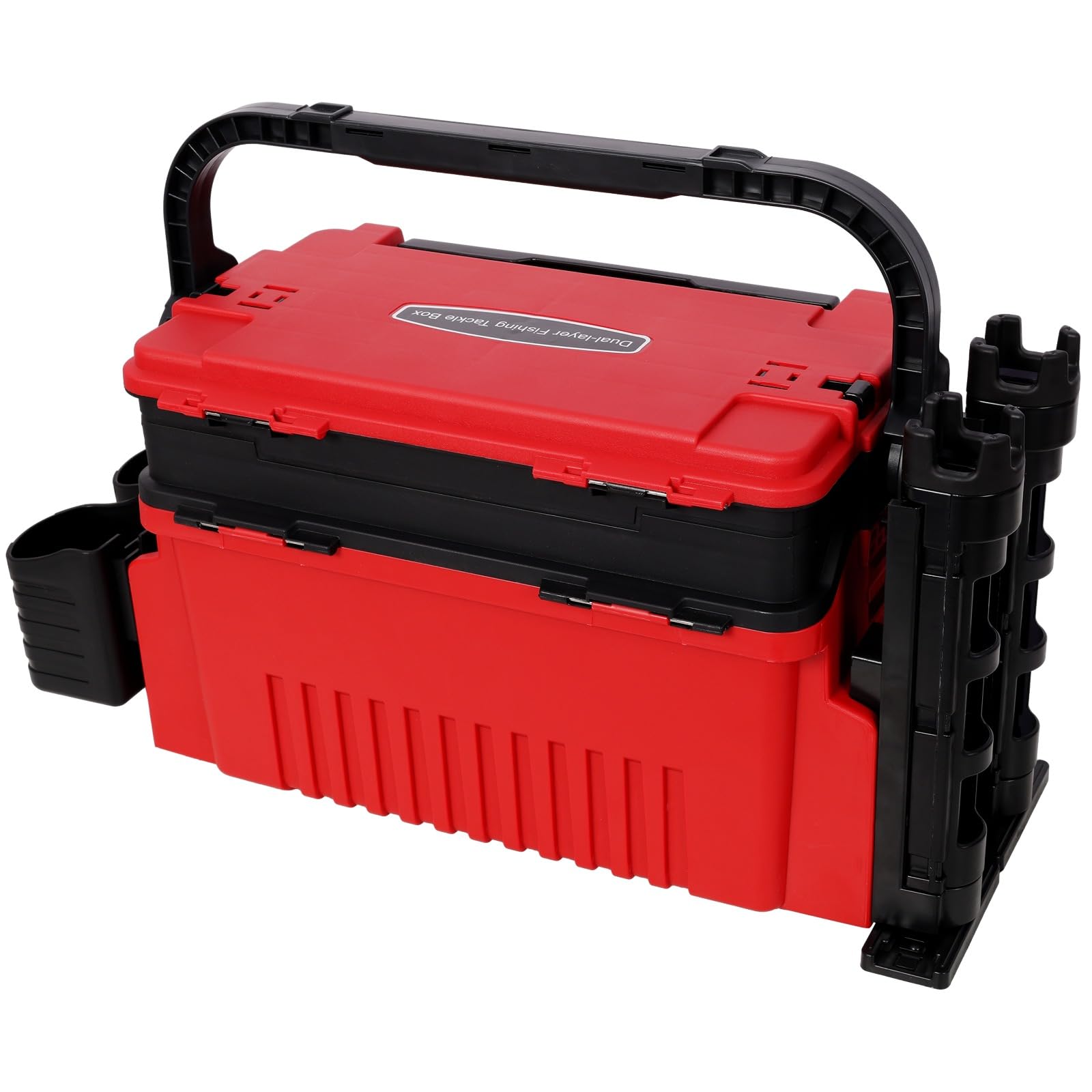 Homonova dual layer tackle box closed with carrying strap ready for easy transport.