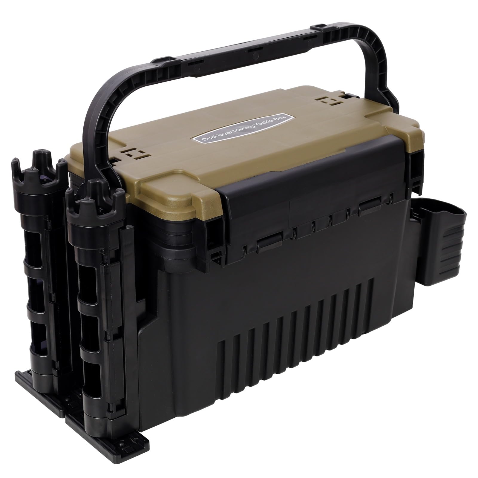 Homonova tackle box with cup holders for easy beverage access