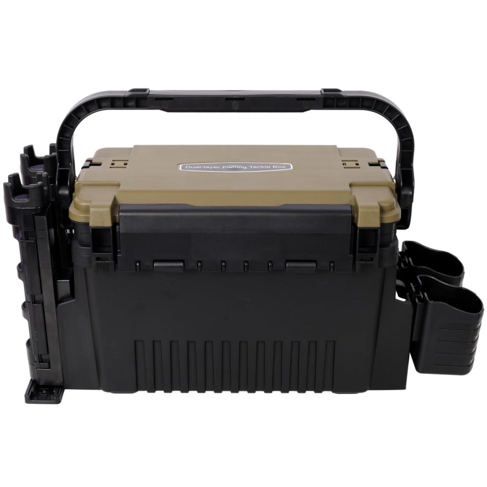 Homonova dual-layer fishing tackle box exterior in green for durable storage
