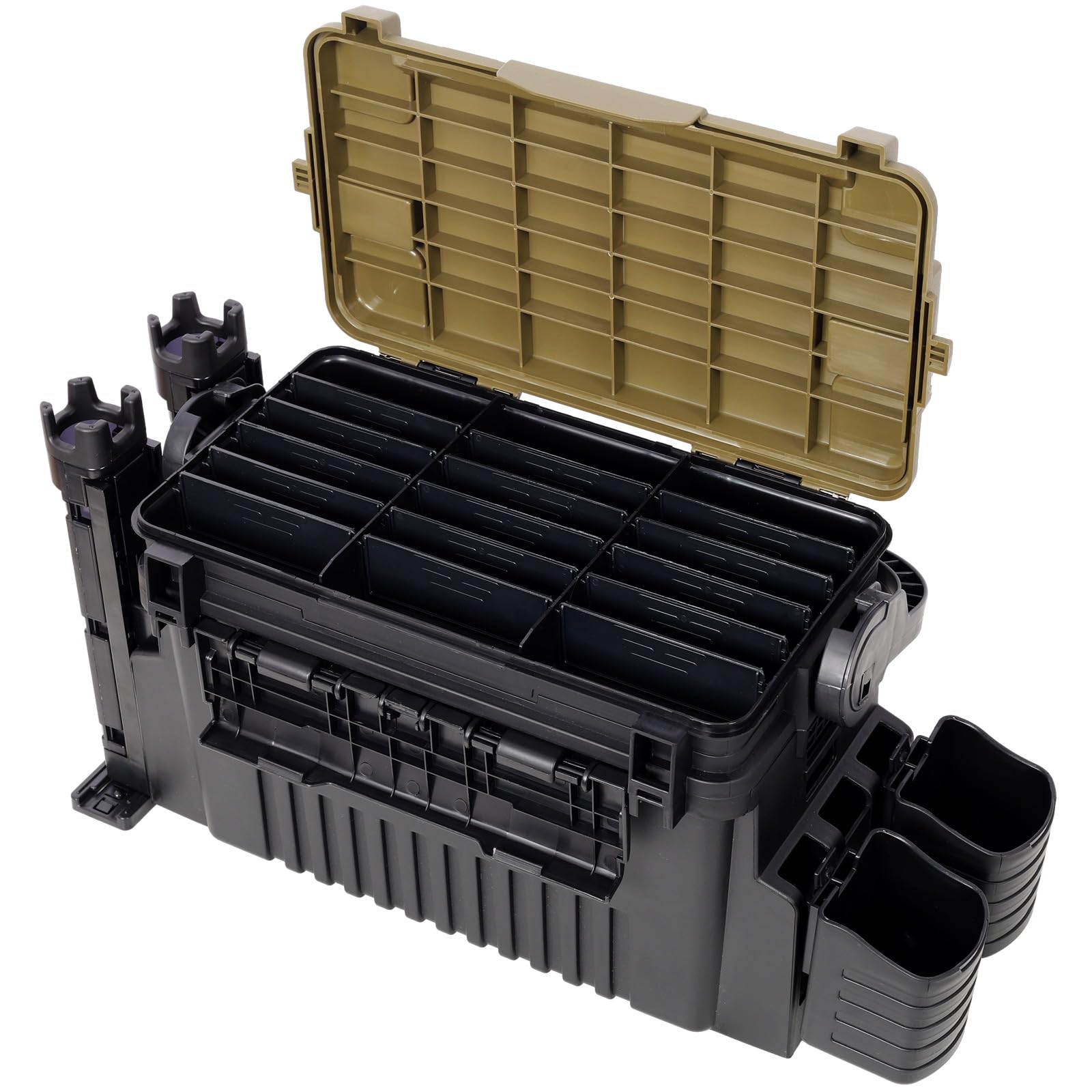 Homonova tackle box in use on lakeside keeping gear organized