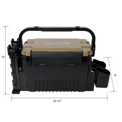 Homonova dual-layer tackle box open with foam workbench for quick bait prep