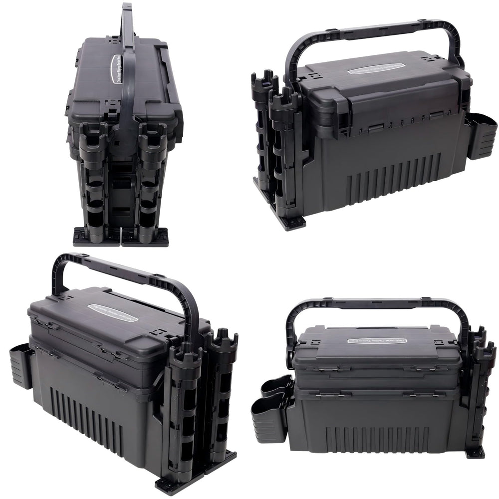 Homonova Dual-layer Tackle Box in use on lake.