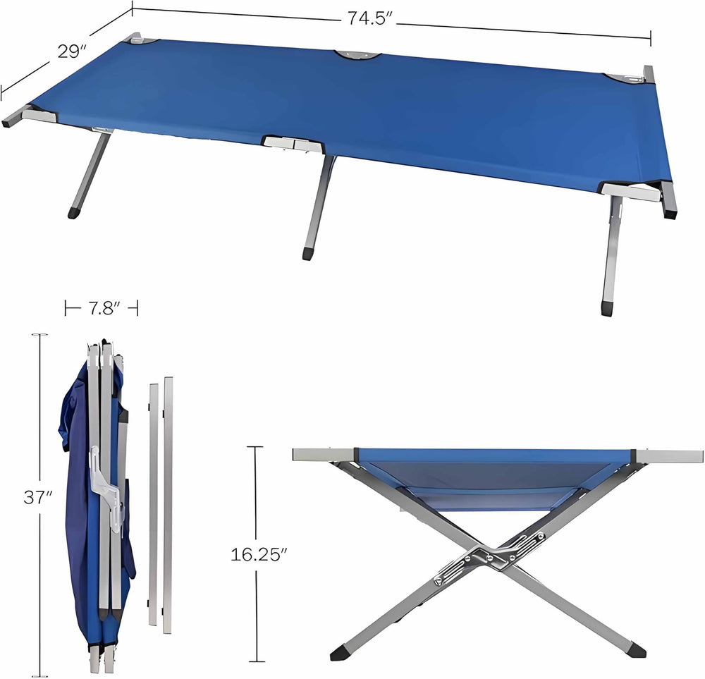 HOMSUPPLIE'S outdoor cot on campsite provides comfortable sleeping surface.