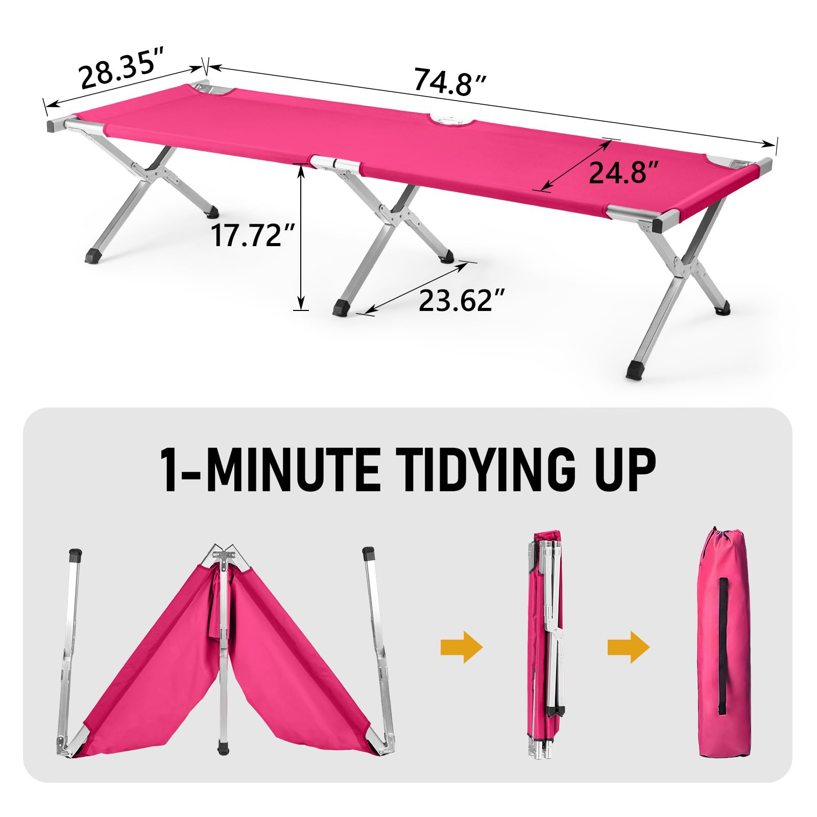 HOMSUPPLIE'S cot carried in a bag with shoulder strap for easy transport