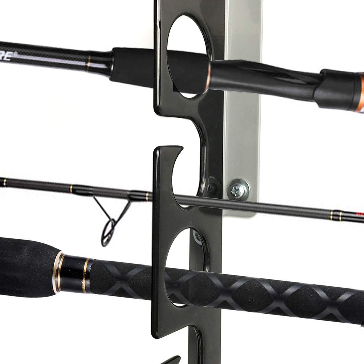 Rack holds up to 8 fishing rods with reel combos