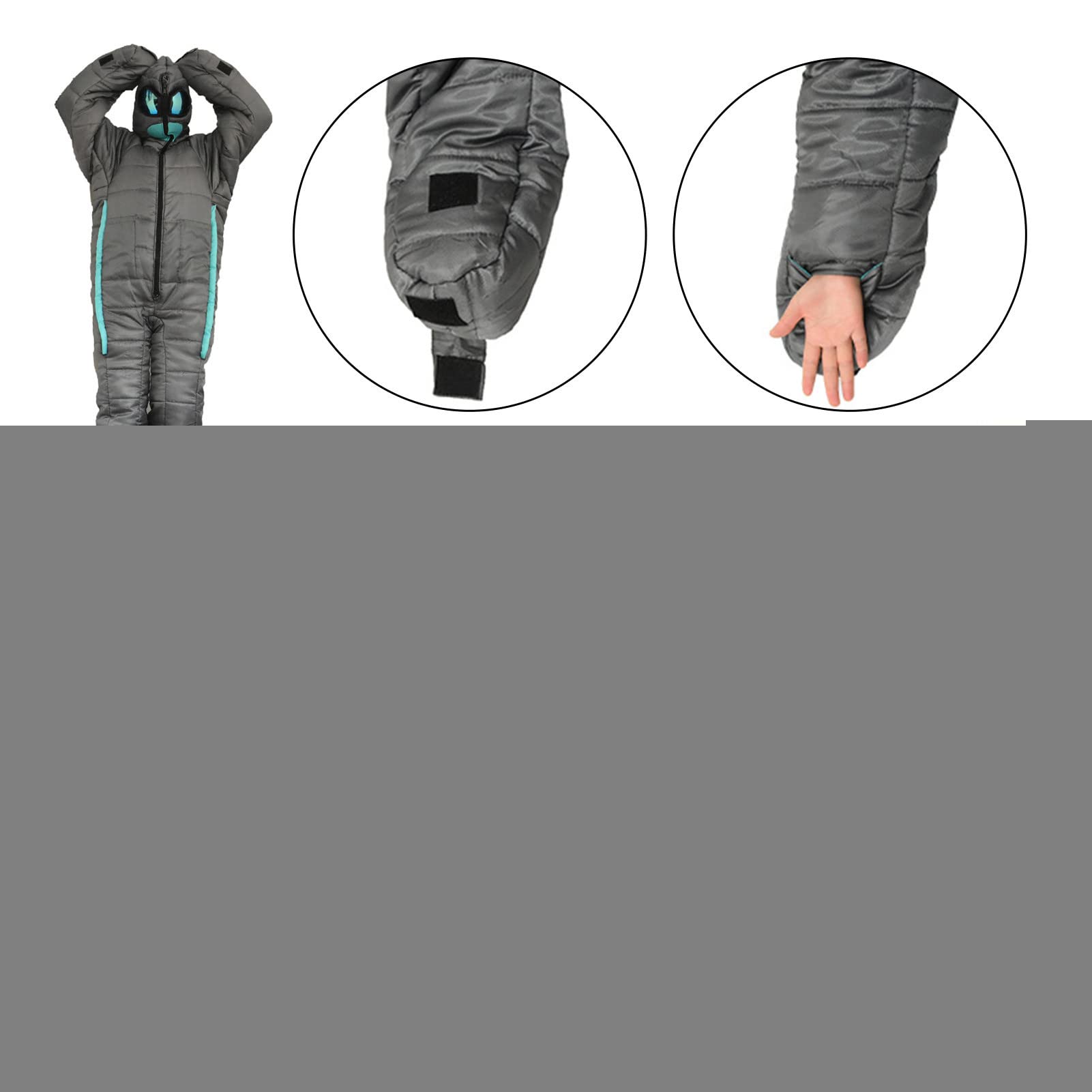 Hondony wearable sleeping bag double-side zipper facilitates quick entry and exit.