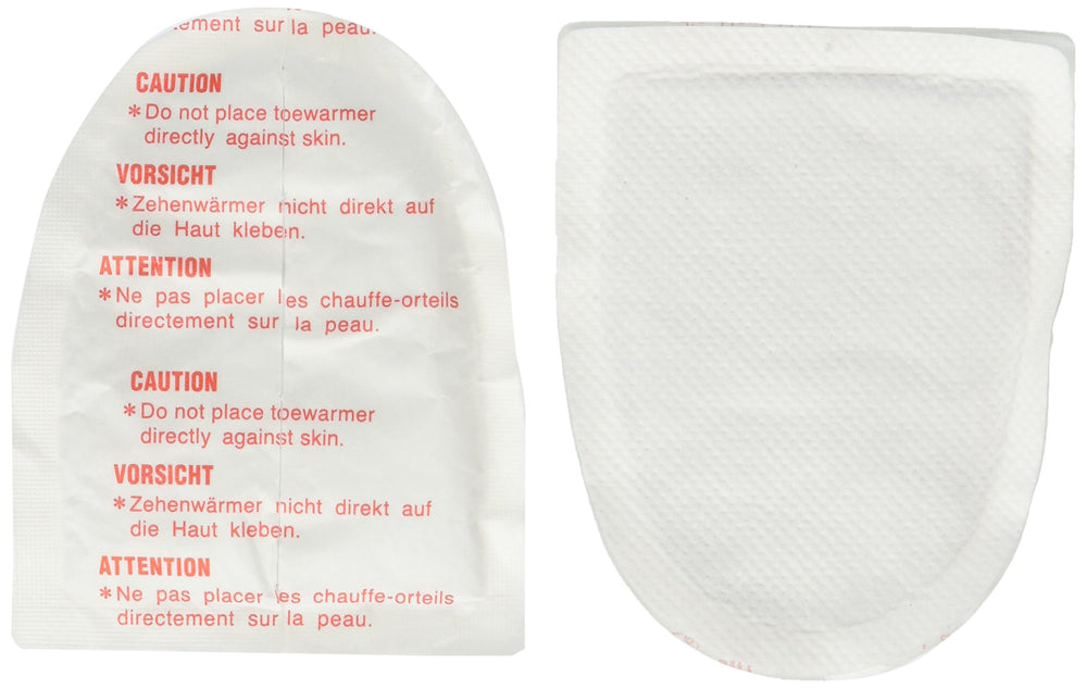 Honeywell HotHands toe warmer packaging shows in-shoe warmth up to six hours.