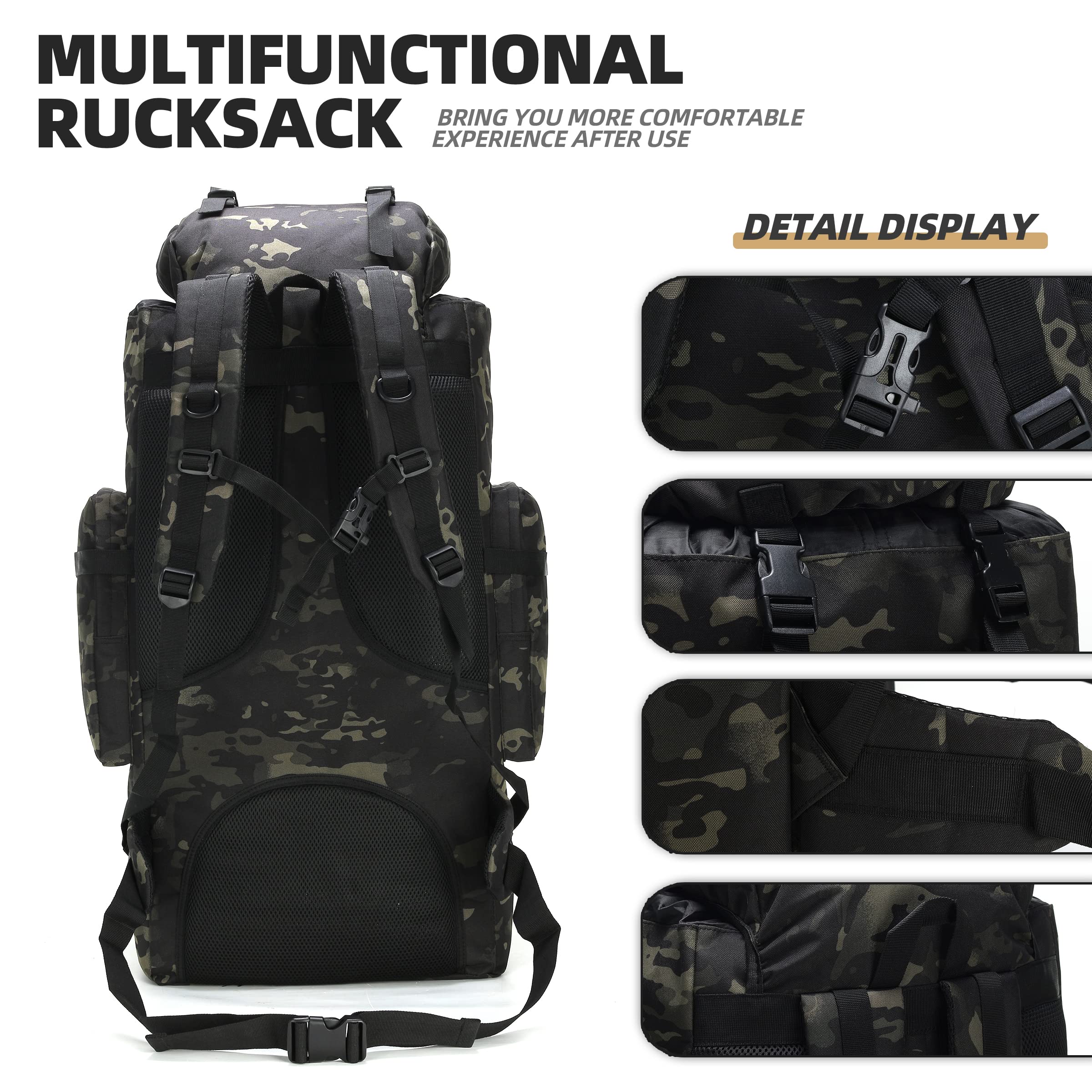 HongXingHai 100L backpack belt bag demonstrates convenient quick-access storage.