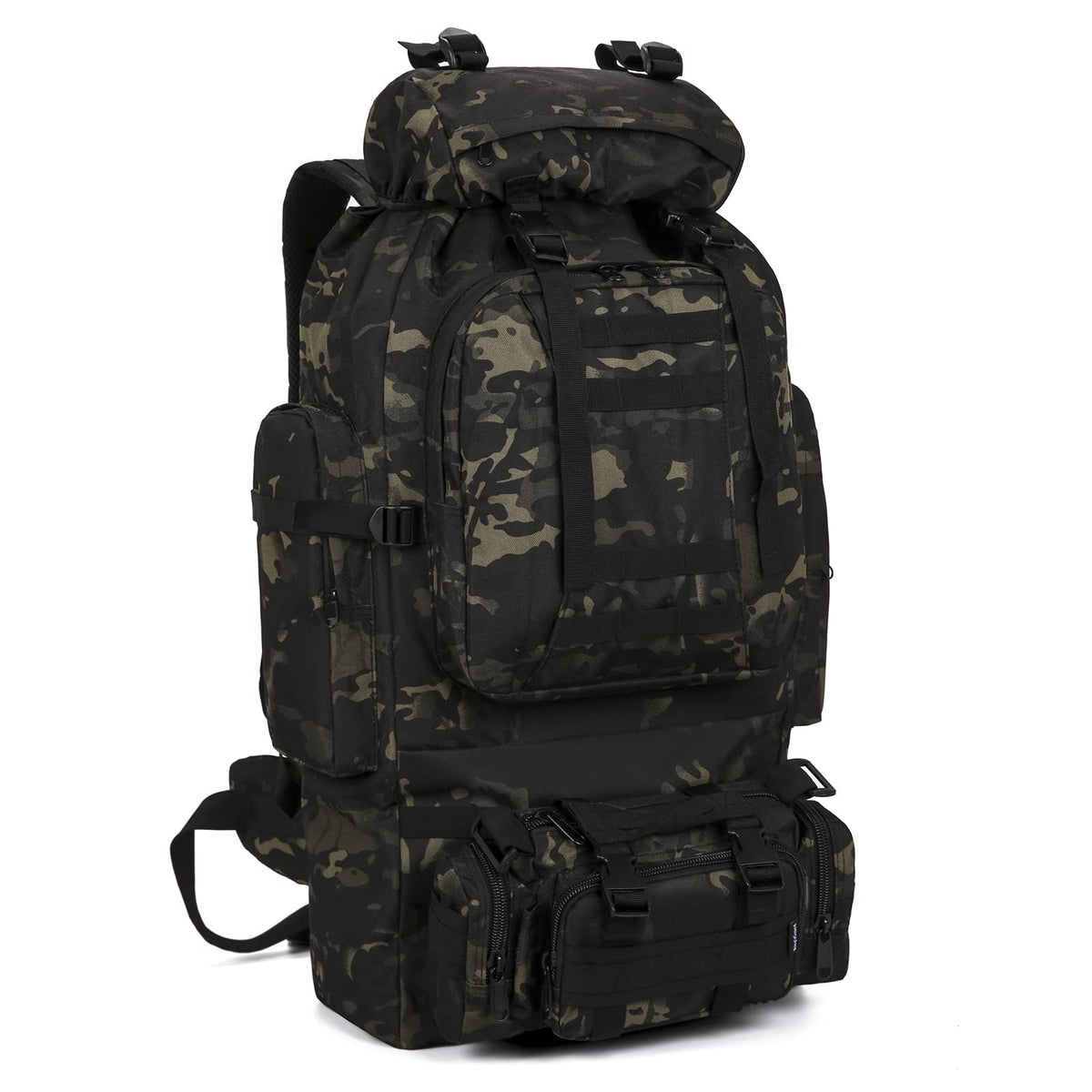 HongXingHai 100L backpack front view shows ample camping capacity.