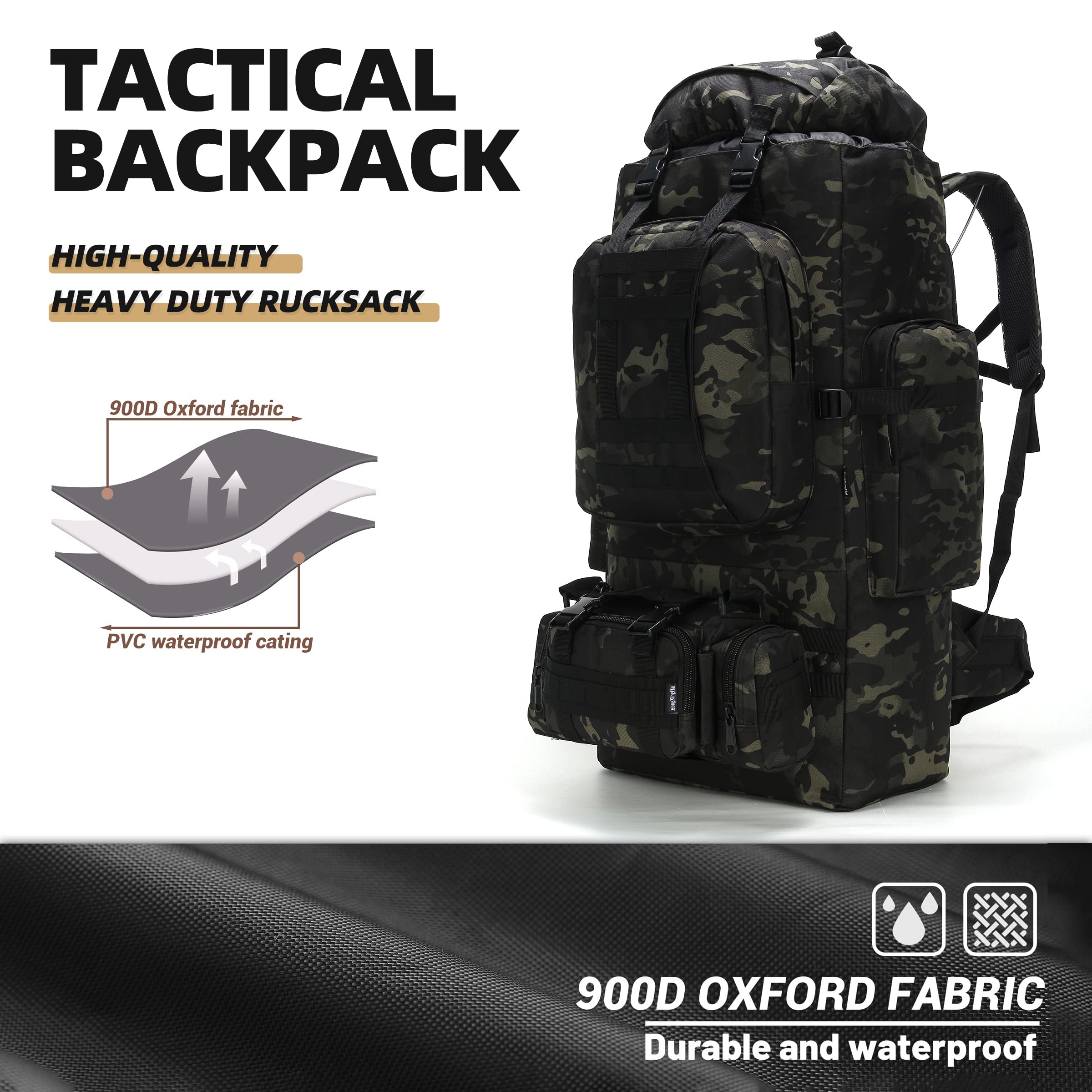 HongXingHai 100L backpack main compartment open demonstrates organized packing options.