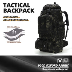 HongXingHai 100L backpack main compartment open demonstrates organized packing options.
