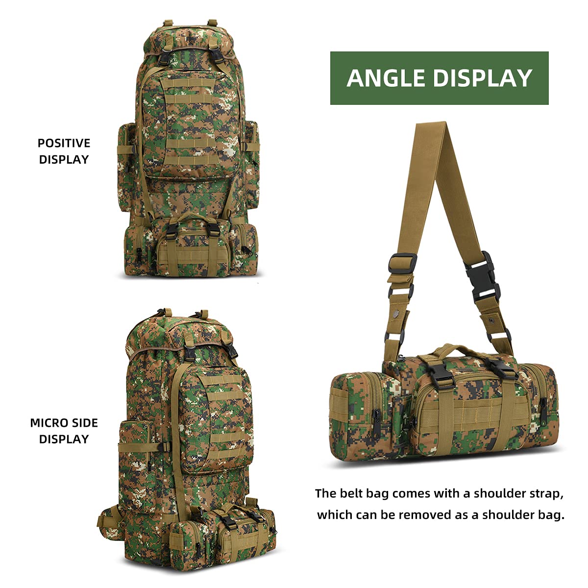 HongXingHai 100L MOLLE system enables flexible attachment options for gear.