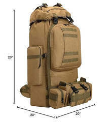 HongXingHai 100L backpack trekking poles attached demonstrates versatile exterior organization.