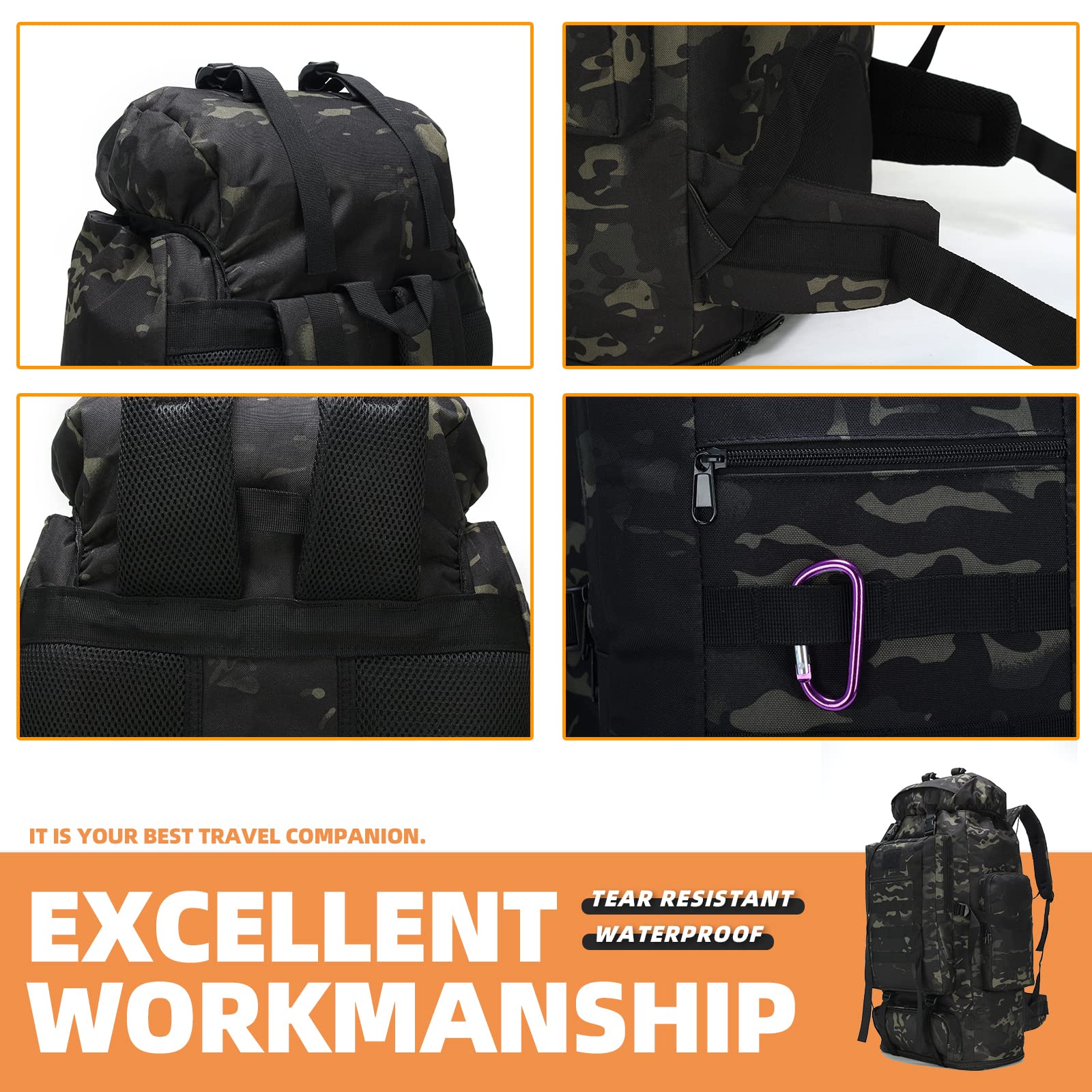 HongXingHai 100L backpack packed for travel readiness