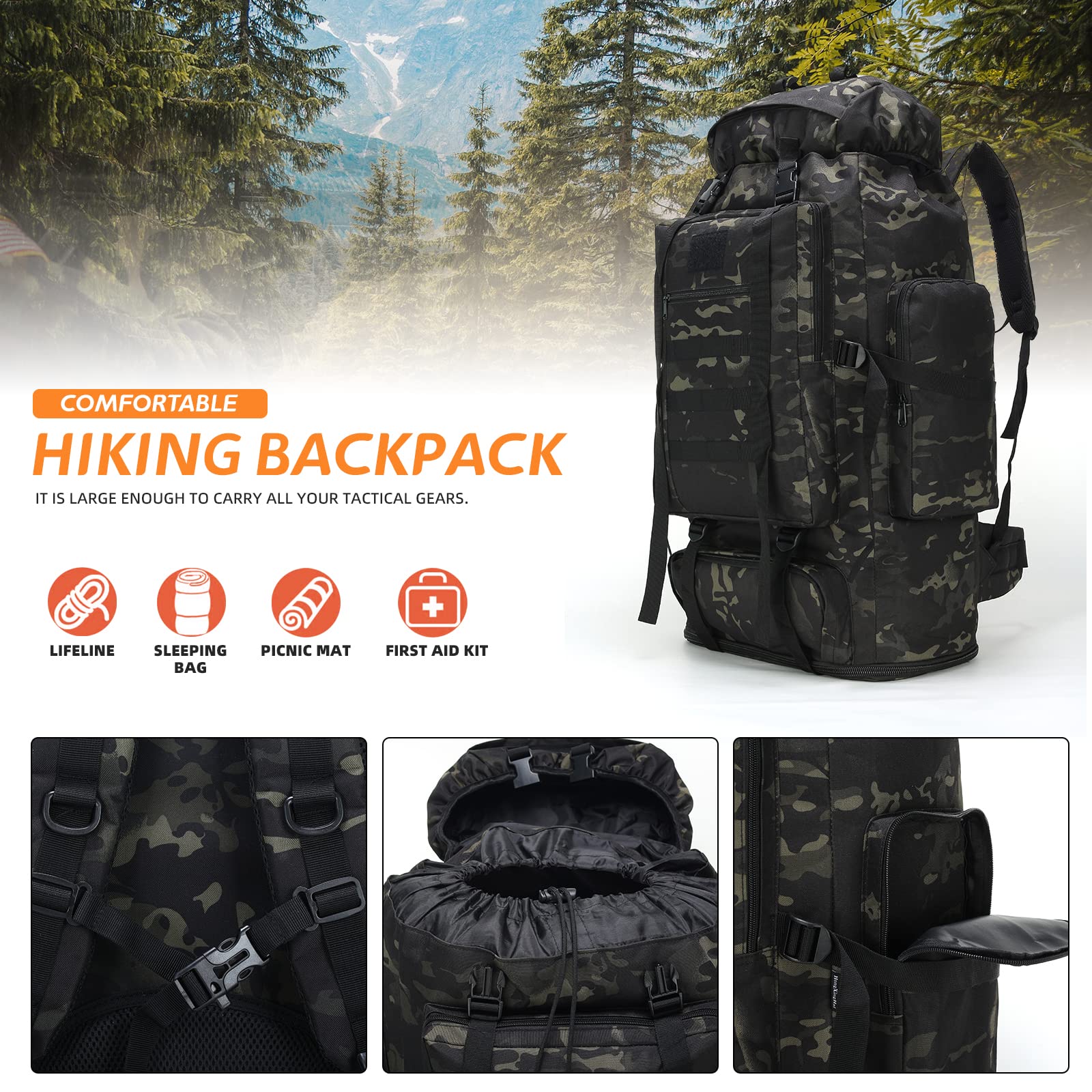 HongXingHai 100L backpack water-resistant fabric in rainy conditions