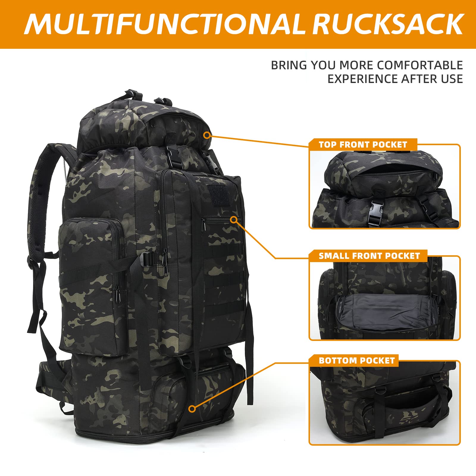 HongXingHai 100L backpack zipper detail demonstrating durability