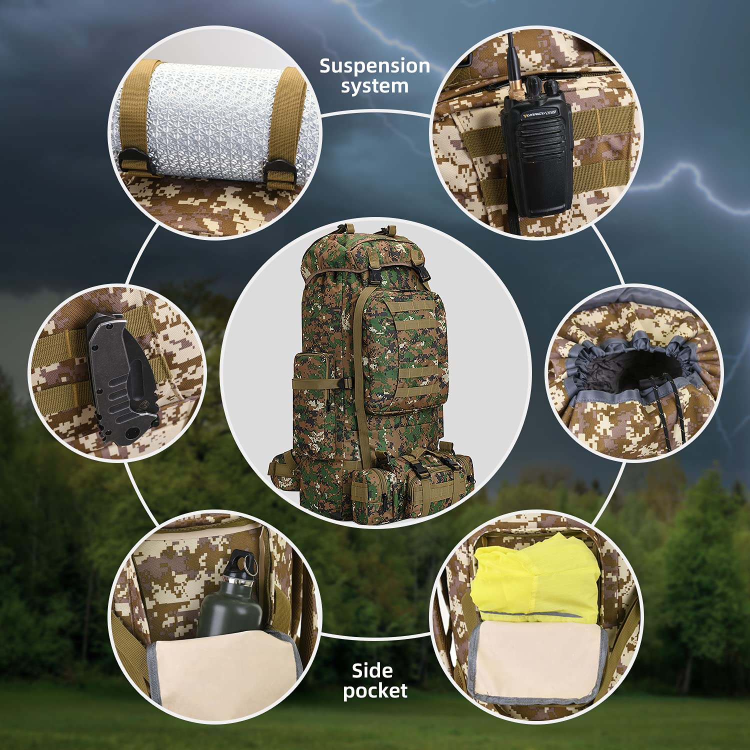 HongXingHai 100L separate belt bag doubles as a convenient shoulder bag.