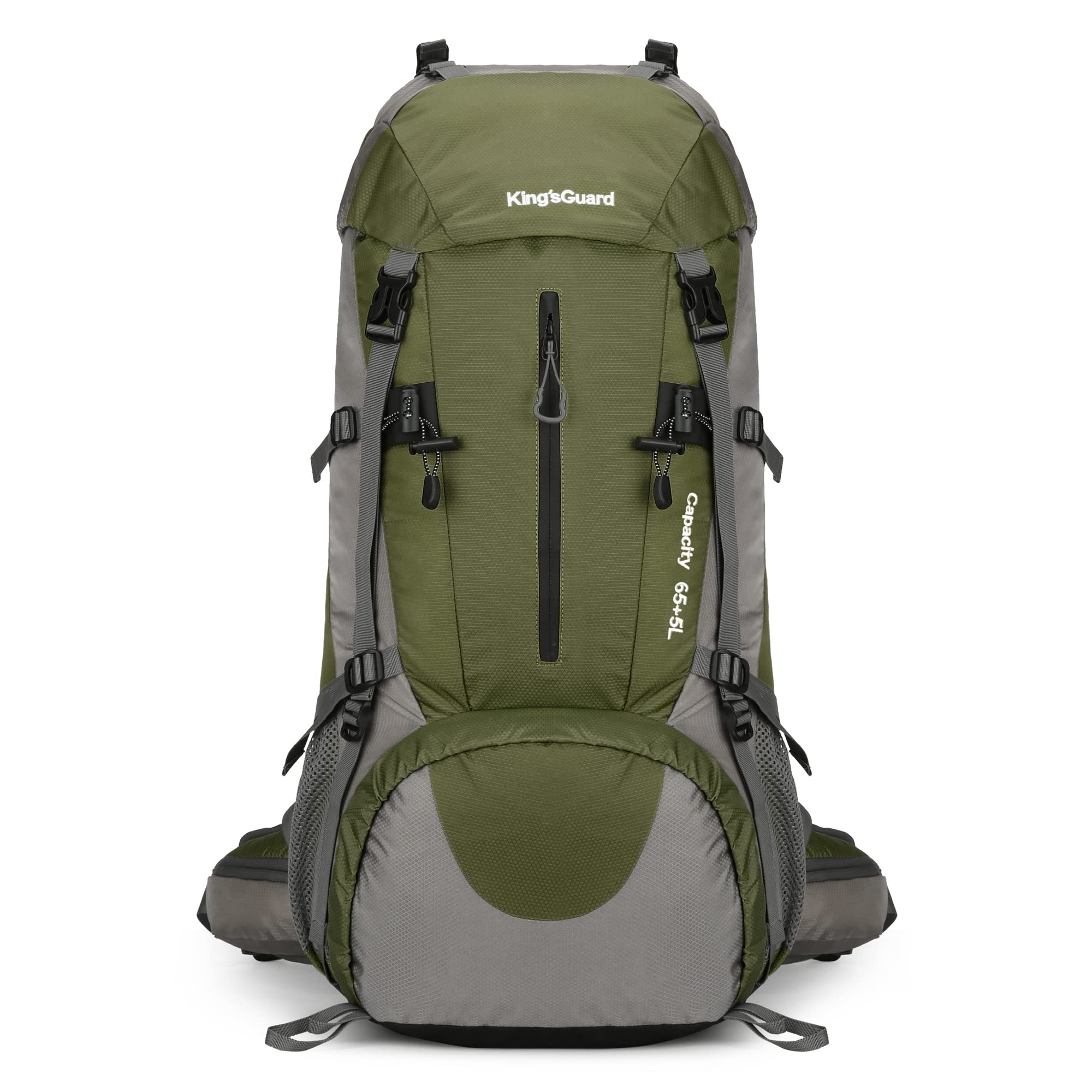 HongXingHai 70L backpack front view showcases rugged exterior for outdoor adventures.