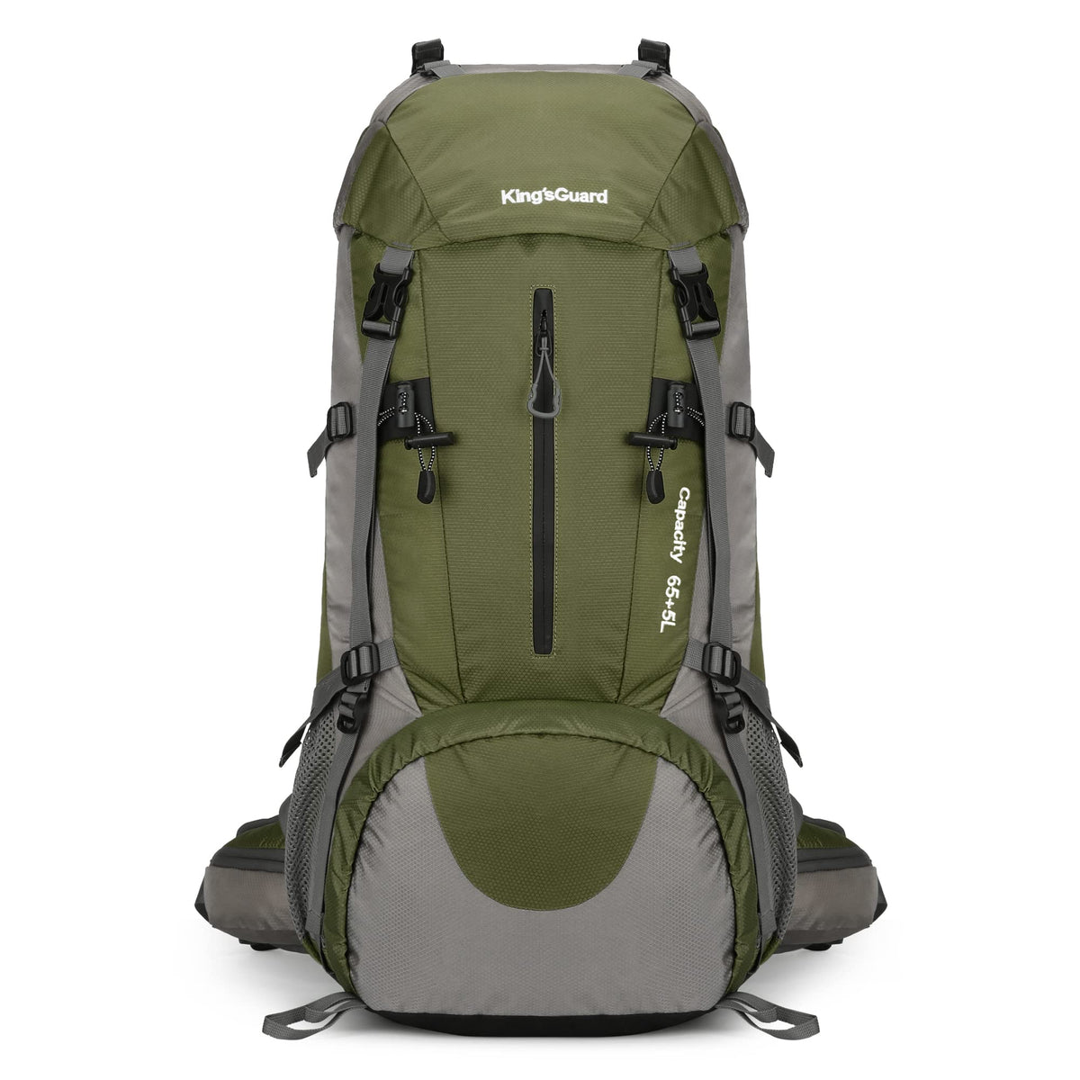 HongXingHai 70L backpack front view showcases rugged exterior for outdoor adventures.
