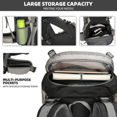 HongXingHai 70L backpack mesh back pad delivers breathable comfort.