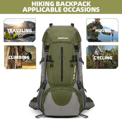 HongXingHai 70L backpack side strap system highlights adjustable fit for all-day comfort.