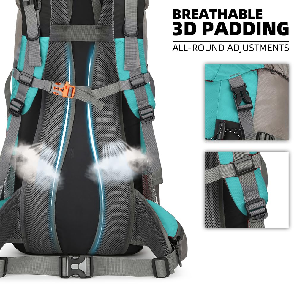 HongXingHai 70L backpack waist belt improves load balance.