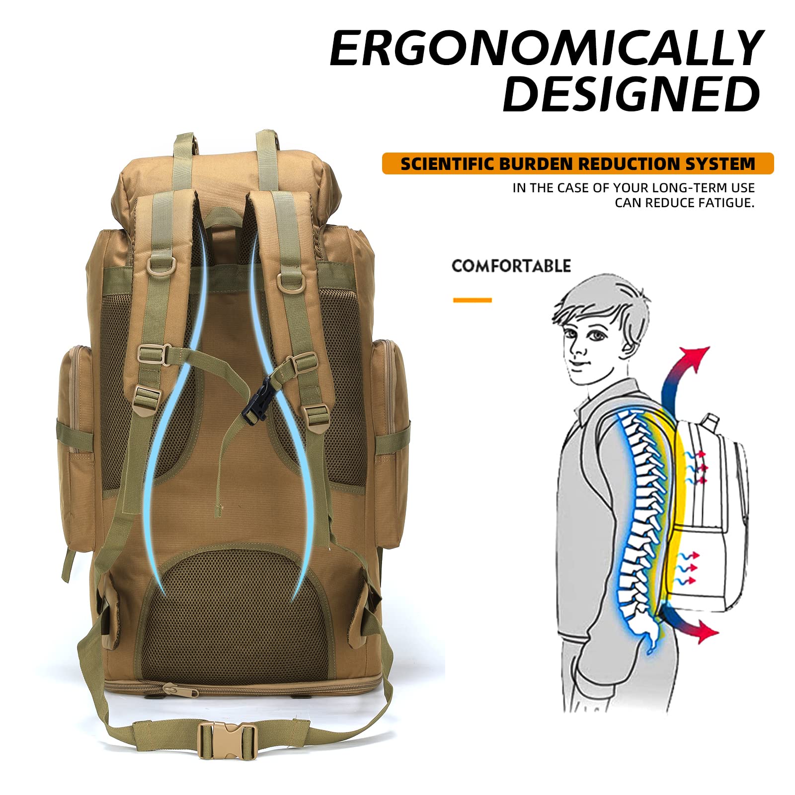 HongXingHai khaki pack in nature demonstrates travel-ready, rugged design.