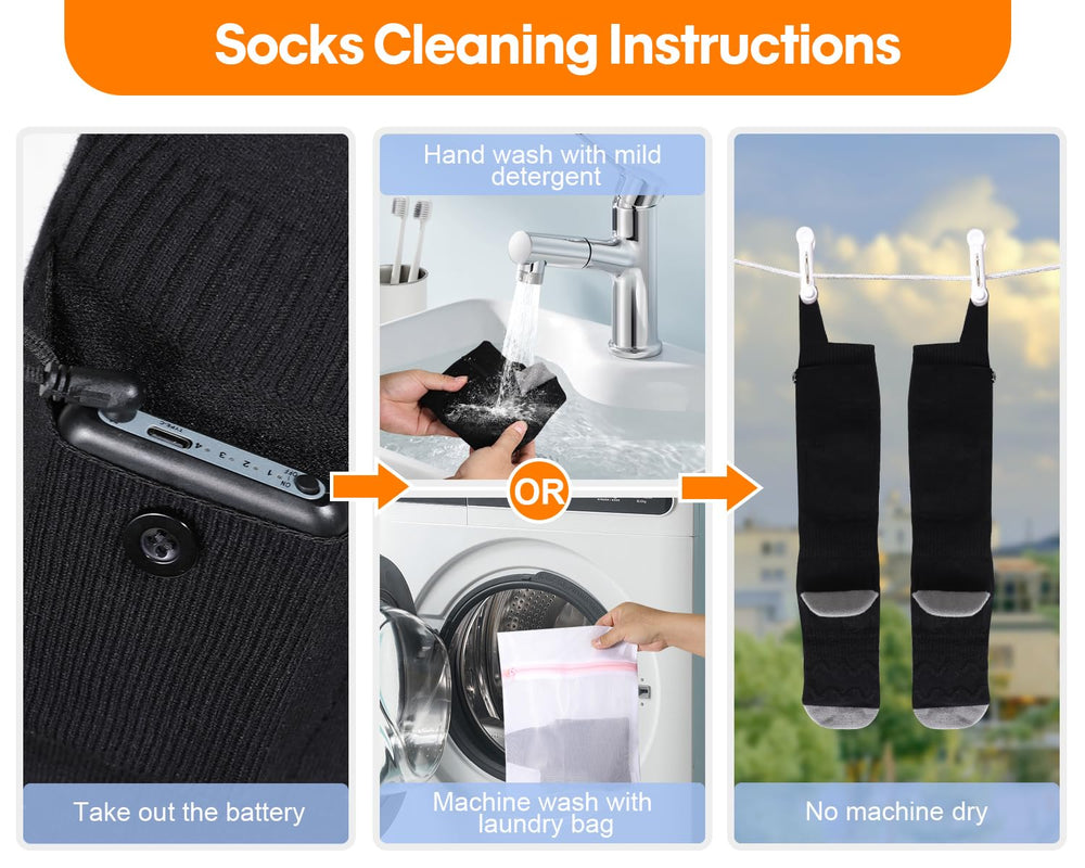HONGYI heated socks are washable, with care instructions for long-lasting use