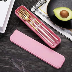 HonHeam golden pink fork ready for lunch boxes and quick meals.