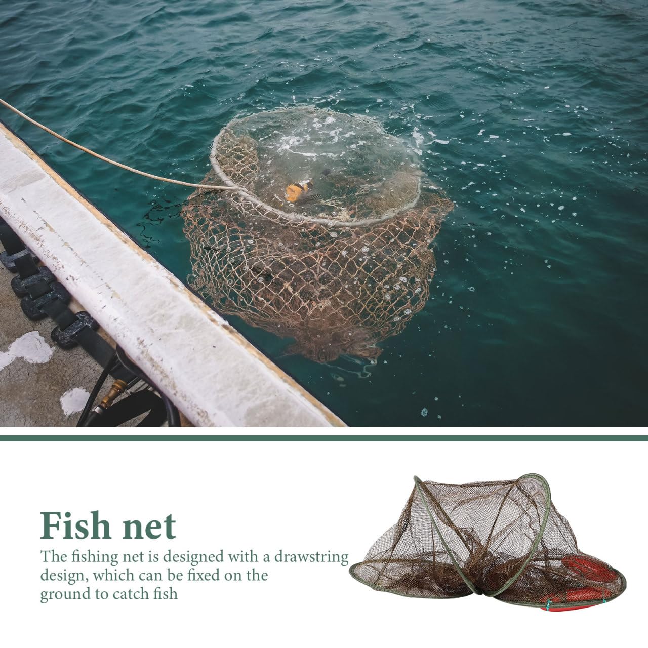 HONMEET Thickened Fishing Net mesh cage offers clear visibility for monitoring bait and target.
