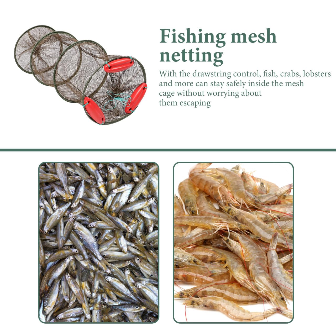 HONMEET Thickened Fishing Net storage pouch setup suggests convenient, compact carry during outings.