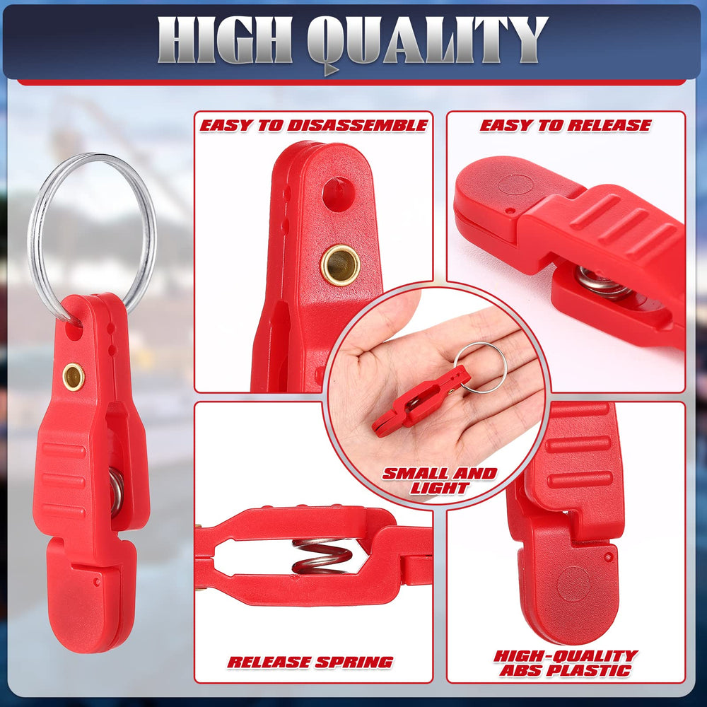 Red fishing release clips suitable for kites, planer boards and outriggers