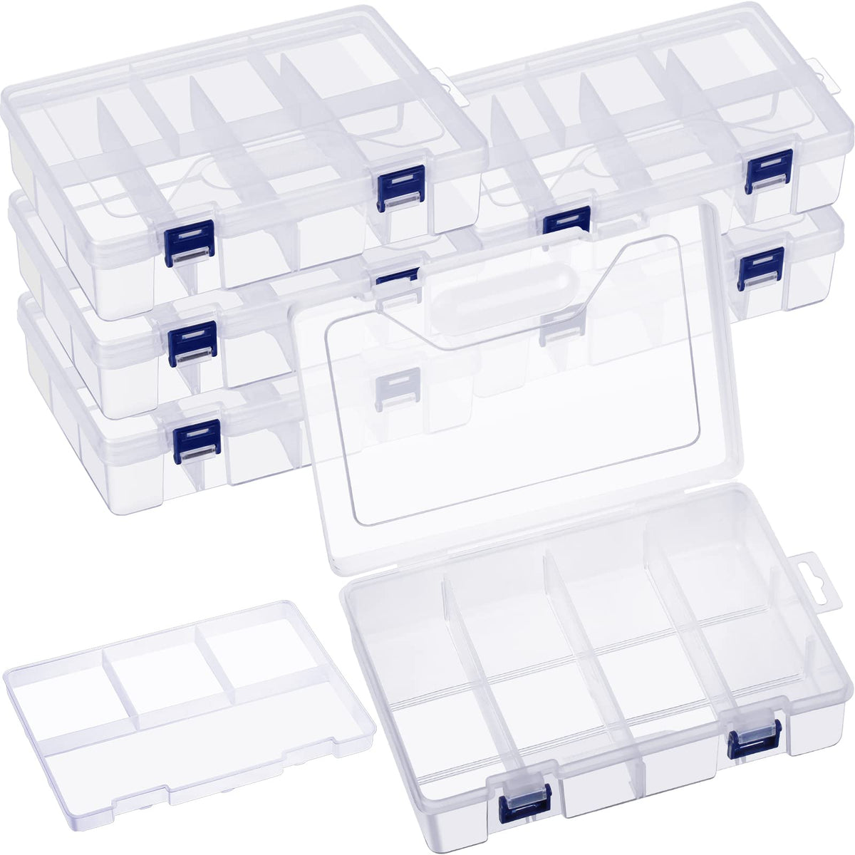 Honoson 6-pack tackle box – front view with clear lid