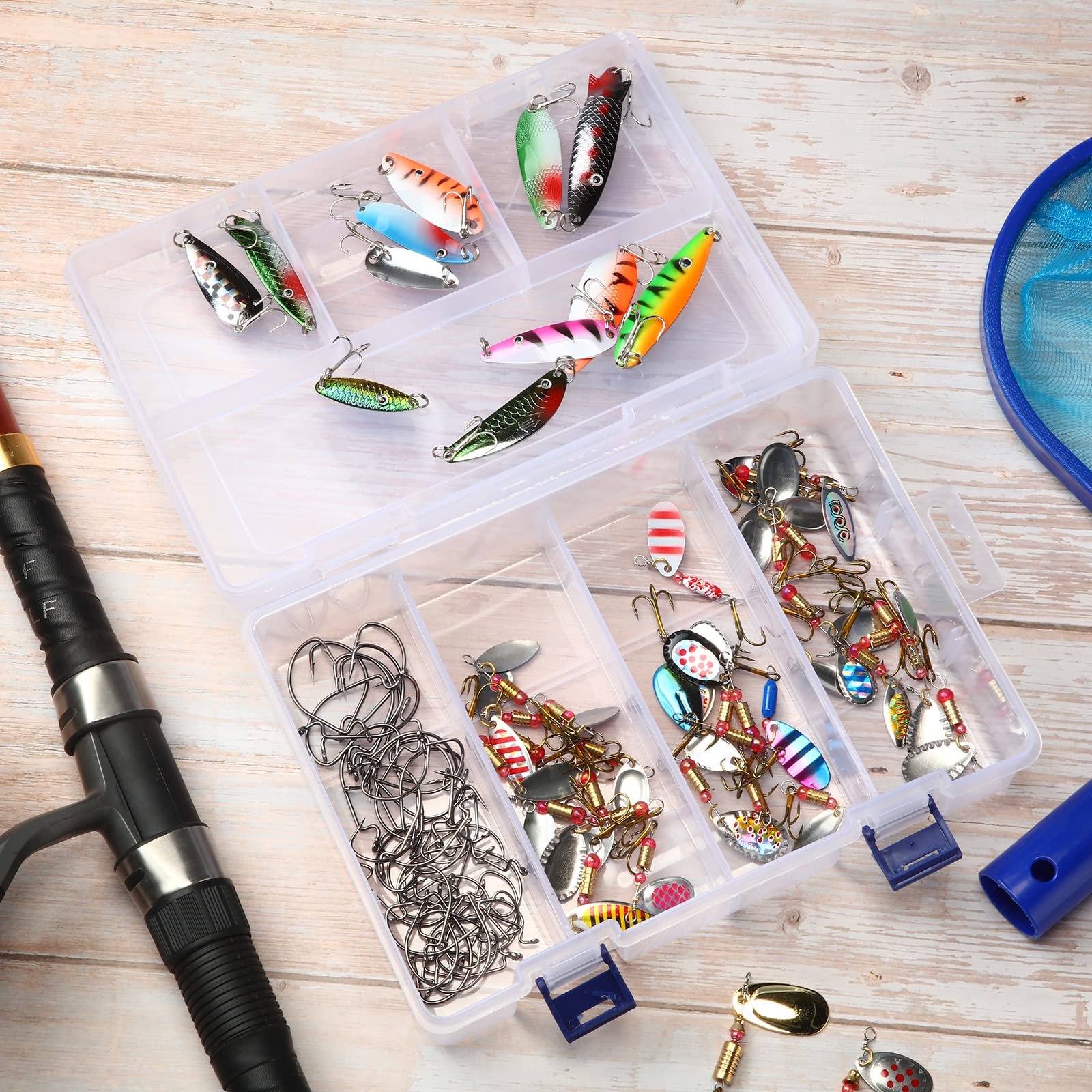 Bottom storage with three removable dividers forming four compartments