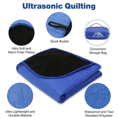 HonyQiShuo blue blanket at beach for picnics and wind protection.